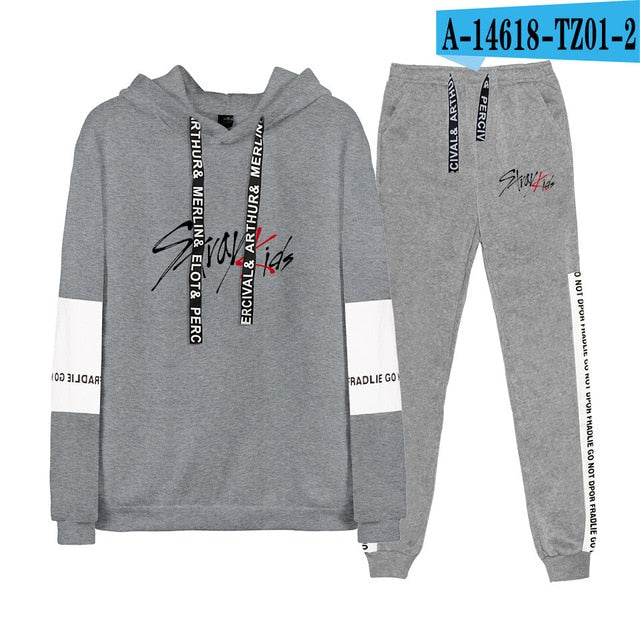 Kpop stray kids Hoodies/Sweatshirt I am who Album Women Men Autumn Spring Hip Pop StrayKids Pullover 2 Pieces Set Tracksuit