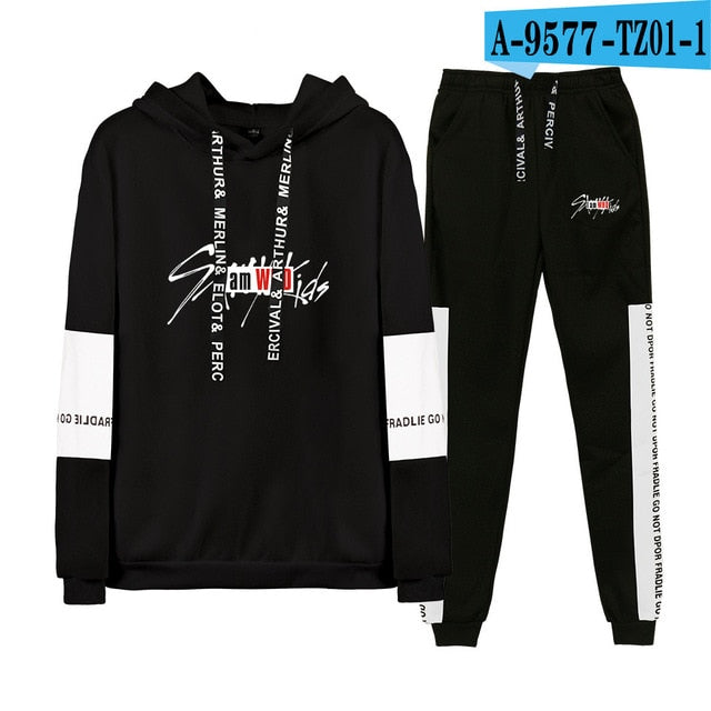 Kpop stray kids Hoodies/Sweatshirt I am who Album Women Men Autumn Spring Hip Pop StrayKids Pullover 2 Pieces Set Tracksuit
