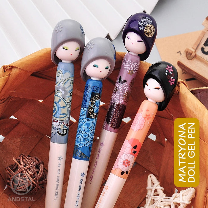 M&G NEW Kawaii 4pcs/lot 0.5mm Matryona DOLL Gel Pen black ink cute gelpen for school supplies stationary pens stationery