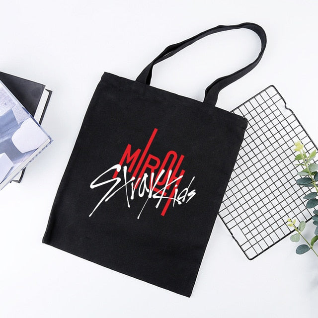 Stray Kids Canvas Bag Casual Shopping Bag with Zipper KPOP Fans Collection