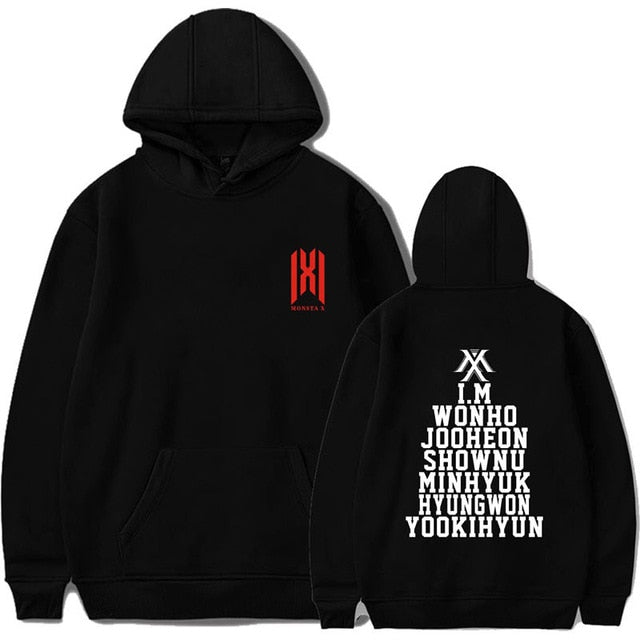 Monsta X Album World Tour Print Long Sleeve Hooded Sweatshirt Itself Kpop Hoody Oversize Pullovers Hoodies