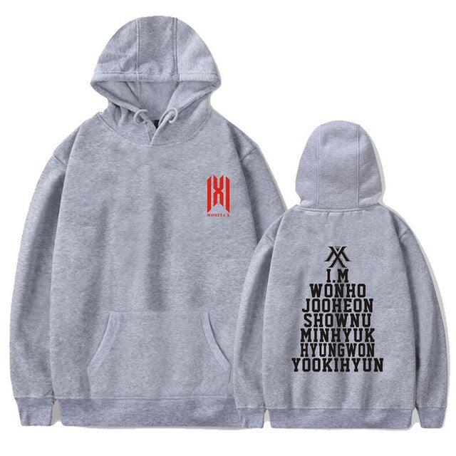 Monsta X Album World Tour Print Long Sleeve Hooded Sweatshirt Itself Kpop Hoody Oversize Pullovers Hoodies
