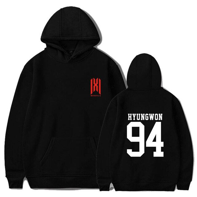 Monsta X Album World Tour Print Long Sleeve Hooded Sweatshirt Itself Kpop Hoody Oversize Pullovers Hoodies
