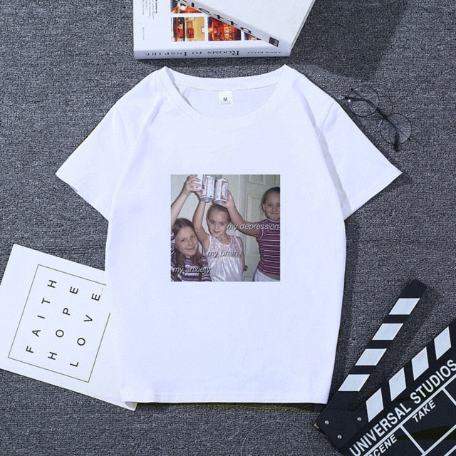 Kpopshop Originals - My Depression My Brain My Anxiety Letter Pink T-Shirt - Kpopshop