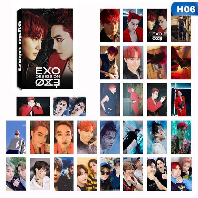 New 30Pcs/set KPOP EXO New OBSESSION 6th Album Photo Card Self Made LOMO Card Photocard