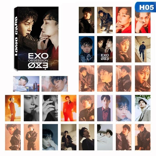 New 30Pcs/set KPOP EXO New OBSESSION 6th Album Photo Card Self Made LOMO Card Photocard