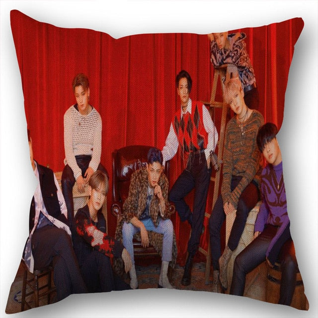 New Arrival Ateez Cotton Linen Square Zippered Pillow Cover For Office Family Customize Your Picture 45*45cm DIY