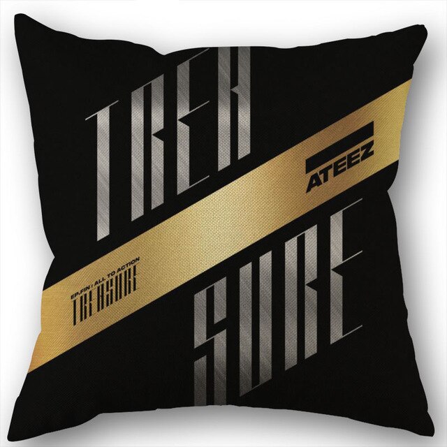 New Arrival Ateez Cotton Linen Square Zippered Pillow Cover For Office Family Customize Your Picture 45*45cm DIY