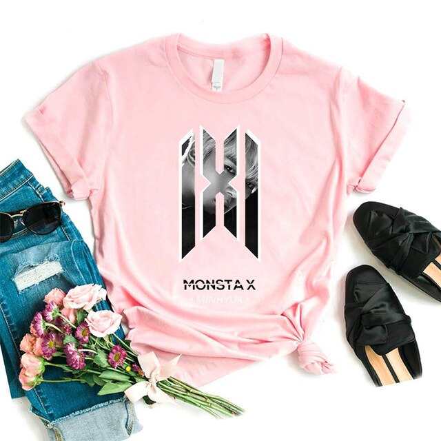New Cool Printed Men Women Teens MONSTA X T-Shirt Boys Girls T-Shirt Casual Cotton Couple Short Sleeve Tee Tops Surprise Gift