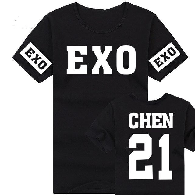 New 2021 Fashion Kpop Exo Kar Sehun Xiumin Baekhyun Terra Sticker T-shirt Women T-shirt Women Exo Tshirt