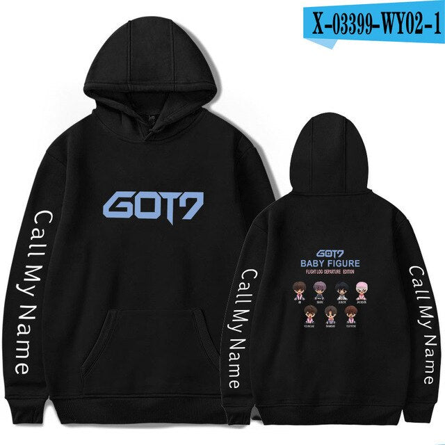 New Got7 Kpop Hoodie Baby Figure Cartoon Cute Hoodies Sweatshirts Hip Hop Men Women Hooded Pullover Long Sleeve Hoody Tracksuit