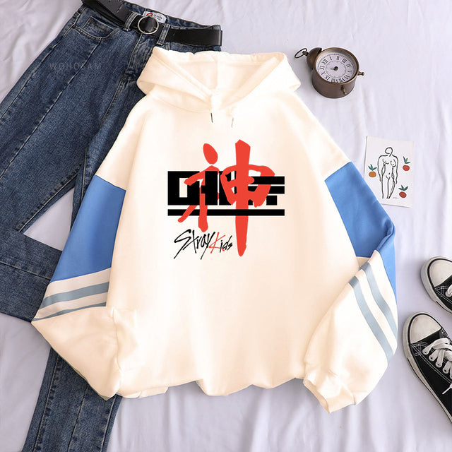 Korean Style KPOP Straykids Stray Kids Album Women Hoodies Sweatshirt Long Sleeve Patchwork