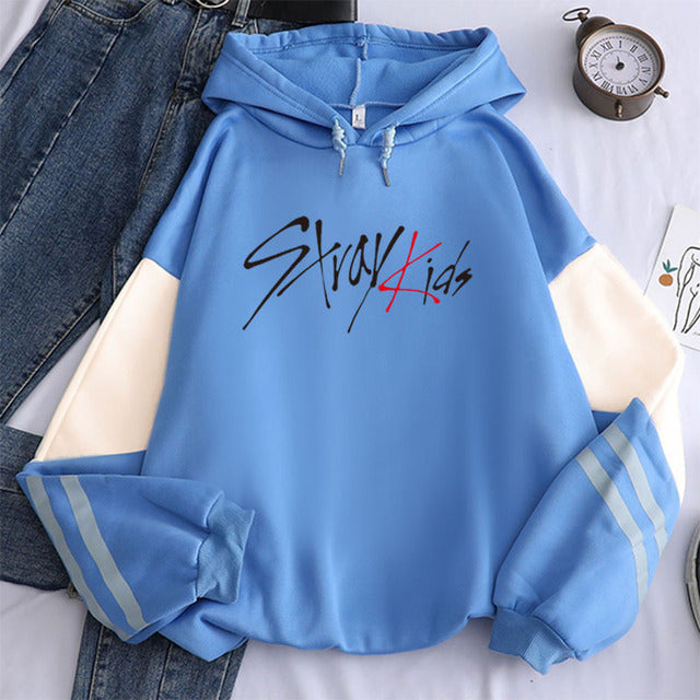 Korean Style KPOP Straykids Stray Kids Album Women Hoodies Sweatshirt Long Sleeve Patchwork