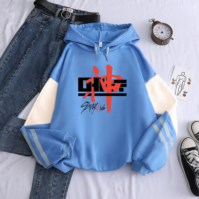 Korean Style KPOP Straykids Stray Kids Album Women Hoodies Sweatshirt Long Sleeve Patchwork