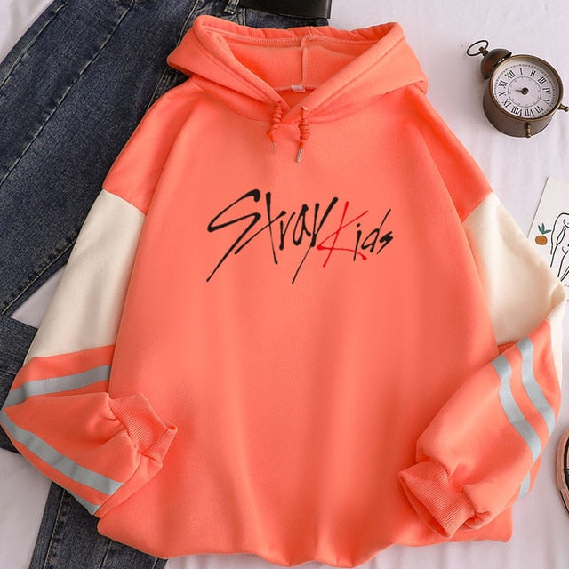 KPOP  Stray Kids Album Women Hoodies Sweatshirts Long Sleeve Patchwork Hooded Tops Pullovers