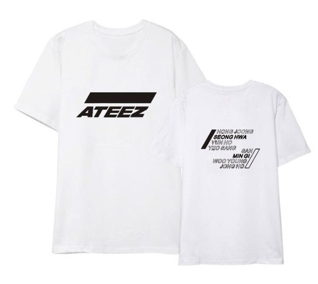 ateez member name kpop unisex loose t-shirt for top tees - Kpopshop