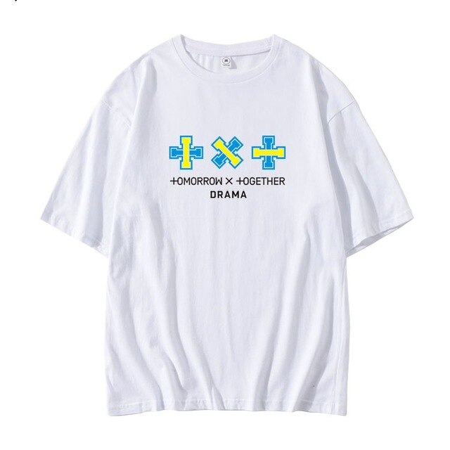 New arrival kpop txt album drama same printing t shirt unisex fashion dropped shoulder sleeve o neck t-shirt