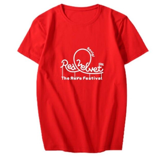 New arrival summer style Red Velvet album red festival member name printing t shirt k-pop o neck short sleeve unisex t-shirt