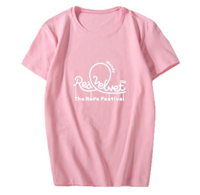 New arrival summer style Red Velvet album red festival member name printing t shirt k-pop o neck short sleeve unisex t-shirt
