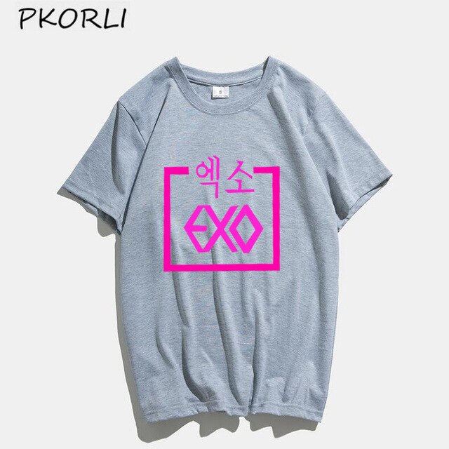 ROSE EXO Kpop T Shirt Women Men Fashion Summer Women's Cotton T-shirt Lady Girls Korean Style Tshirt Blsck White Tops