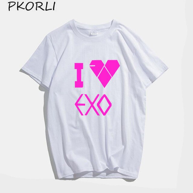 ROSE EXO Kpop T Shirt Women Men Fashion Summer Women's Cotton T-shirt Lady Girls Korean Style Tshirt Blsck White Tops
