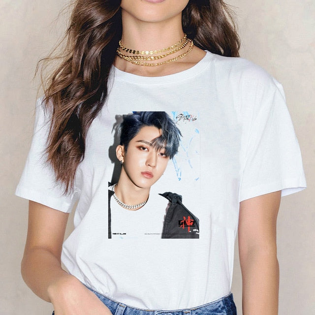 Stray Kids Kpop T-shirt Women Plus Size Vogue Funny T Shirts Shirt StrayKids Female T-Shirt