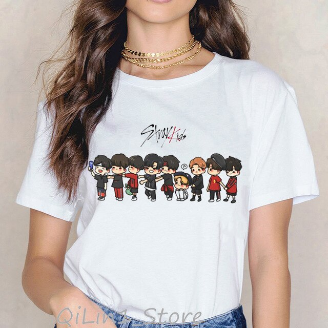 Stray Kids Kpop T-shirt Women Plus Size Vogue Funny T Shirts Shirt StrayKids Female T-Shirt