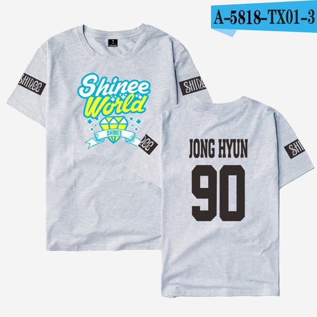 SHINee Kpop Short T-shirt Women/Men Tee Shirt Women Fans K-pop Woman Tshirt Top Member Name Print Jonghyun R.I.P TShirt