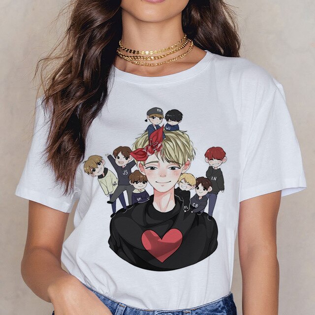 Stray Kids Casual Short Sleeve T Shirt Women Vintage Ullzang Mlroh T-shirt New Album Fan Tshirt 90s Korean Tops Female