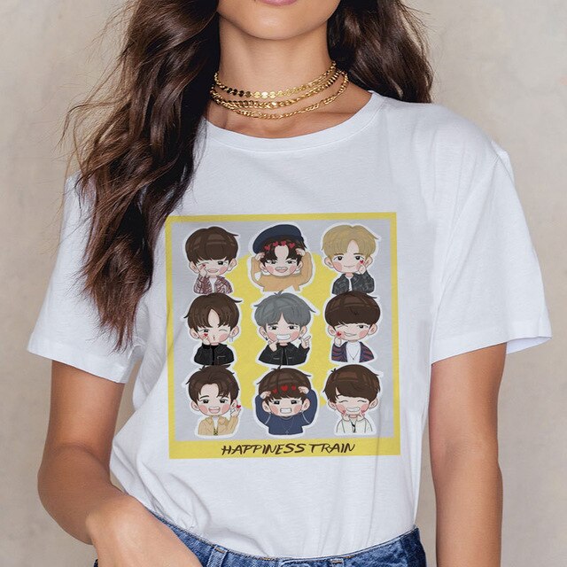 Stray Kids Casual Short Sleeve T Shirt Women Vintage Ullzang Mlroh T-shirt New Album Fan Tshirt 90s Korean Tops Female