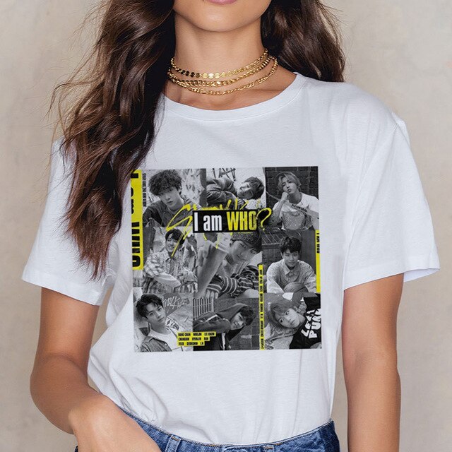 Stray Kids Casual Short Sleeve T Shirt Women Vintage Ullzang Mlroh T-shirt New Album Fan Tshirt 90s Korean Tops Female