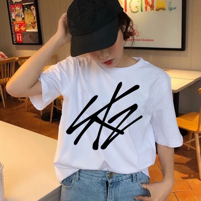 Stray Kids Women t-shirt StrayKids Short Sleeve t shirt Tops Hip Hop t-shirt top tee shirts hip hop female femme Casual