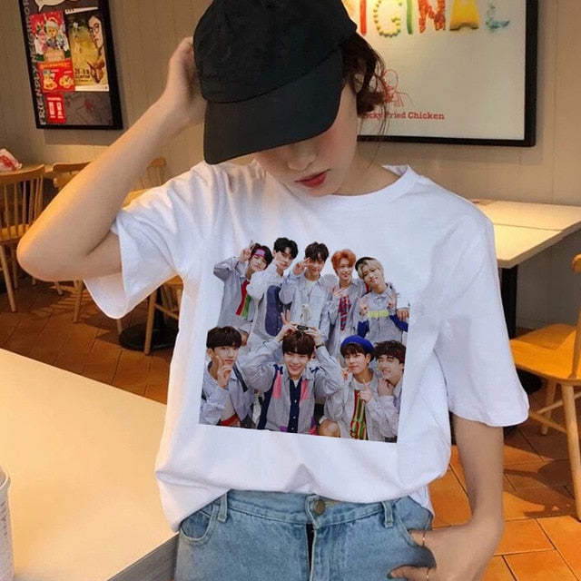 Stray Kids Women t-shirt StrayKids Short Sleeve t shirt Tops Hip Hop t-shirt top tee shirts hip hop female femme Casual