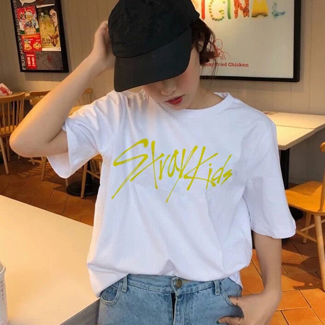 Stray Kids t shirt Hip Hop t-shirt Stray Kids Casual korean  Short Sleeve t-shirt top tee shirts Women Tops female femme
