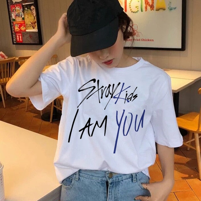 Stray Kids t shirt Hip Hop t-shirt Stray Kids Casual korean  Short Sleeve t-shirt top tee shirts Women Tops female femme