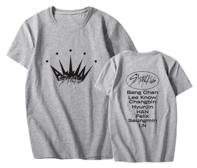 Stray kids album all in all member names printing o neck short sleeve t shirt for summer kpop unisex straykids t-shirt