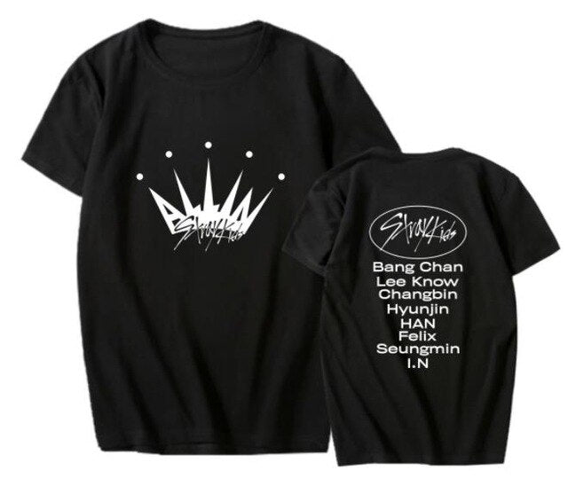 Stray kids album all in all member names printing o neck short sleeve t shirt for summer kpop unisex straykids t-shirt