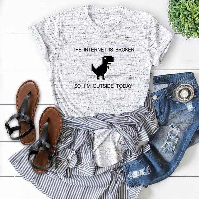Women T-Shirt Dinosaur  Women Plus Size Funny Tops - Kpopshop
