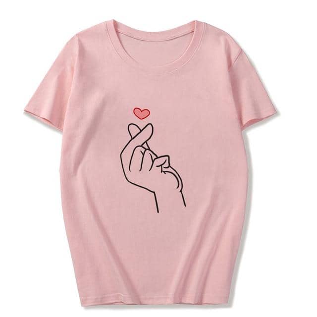 Kpop Newest Summer Women Tops Korean Style Kpop Finger Heart Print O-neck Short Sleeve Ulzzang Tees Harajuku Fashion T Shirt Couple Clothes that you'll fall in love with. At an affordable price at KPOPSHOP, We sell a variety of Summer Women Tops Korean Style Kpop Finger Heart Print O-neck Short Sleeve Ulzzang Tees Harajuku Fashion T Shirt Couple Clothes with Free Shipping.