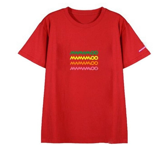 Mamamoo logo 3 colors printing o neck short sleeve t shirt