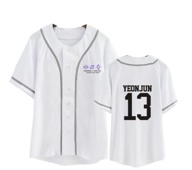 Summer style kpop txt eternity album same member name printing baseball t shirt unisex fashion short sleeve t-shirt