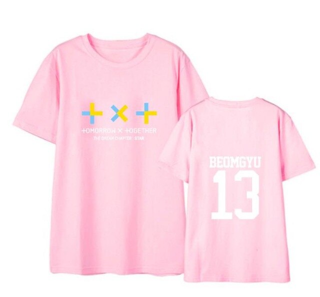 Summer style kpop TXT member name printing short sleeve t shirt for fans unisex fashion o neck loose t-shirt 4 colors