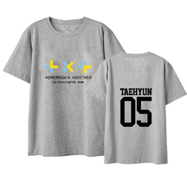 Summer style kpop TXT member name printing short sleeve t shirt for fans unisex fashion o neck loose t-shirt 4 colors