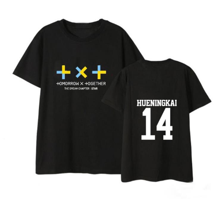 Summer style kpop TXT member name printing short sleeve t shirt for fans unisex fashion o neck loose t-shirt 4 colors