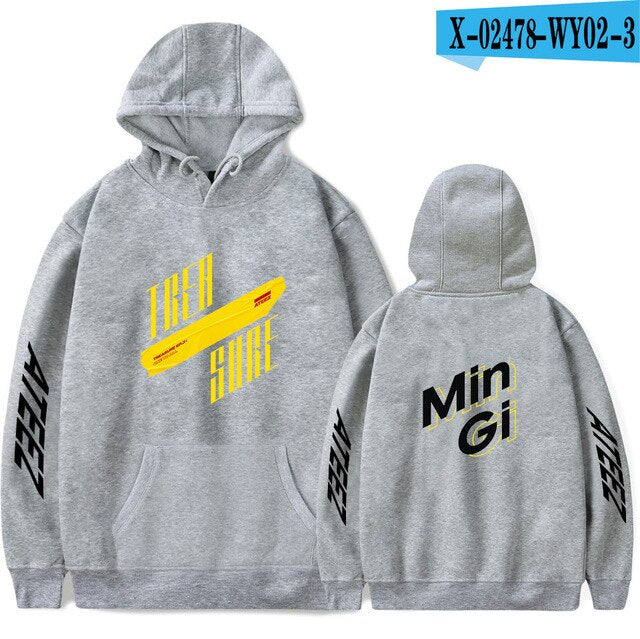The latest ATEEZ hoodie men  women comfortable autumn winter pop singer blue hooded sweatshirt protection women's men's pullover