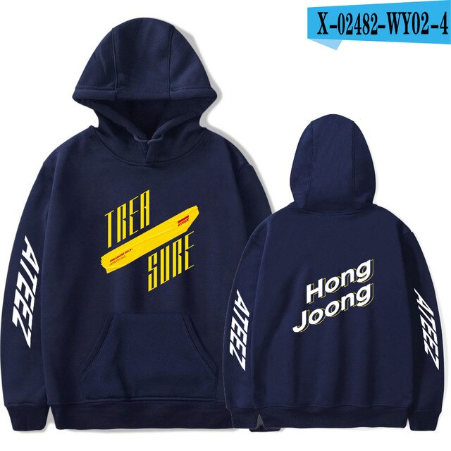 The latest ATEEZ hoodie men  women comfortable autumn winter pop singer blue hooded sweatshirt protection women's men's pullover