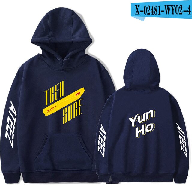 The latest ATEEZ hoodie men  women comfortable autumn winter pop singer blue hooded sweatshirt protection women's men's pullover