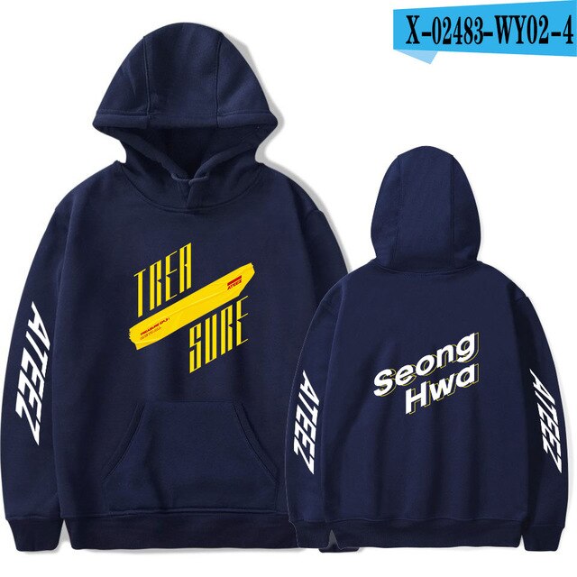 The latest ATEEZ hoodie men  women comfortable autumn winter pop singer blue hooded sweatshirt protection women's men's pullover