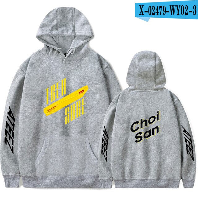 The latest ATEEZ hoodie men  women comfortable autumn winter pop singer blue hooded sweatshirt protection women's men's pullover