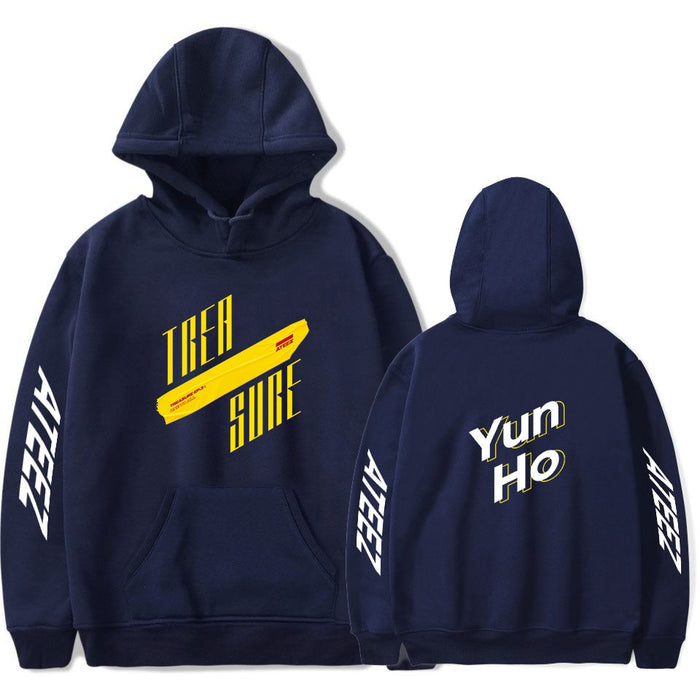 The latest ATEEZ hoodie men  women comfortable autumn winter pop singer blue hooded sweatshirt protection women's men's pullover